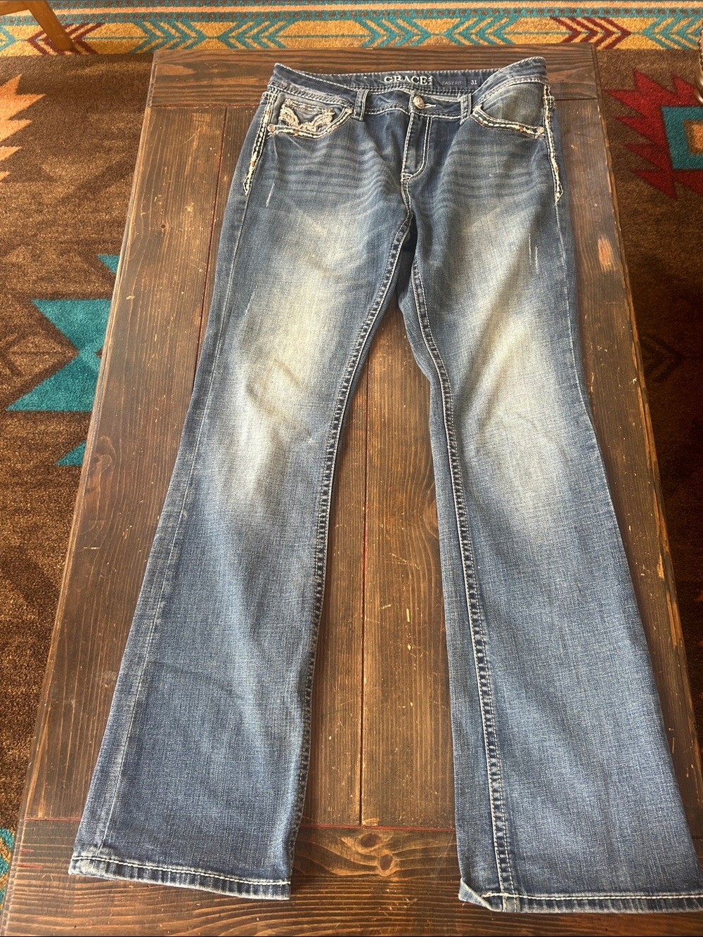Grace in LA Women's Faded Mid-Blue Bootcut Jeans